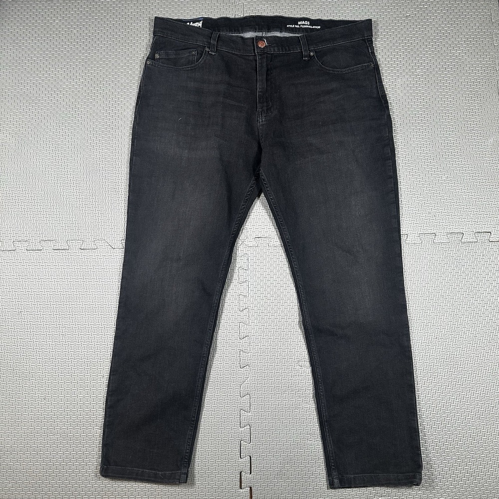 Mugsy Jeans Mens Black Faded Mags Straight Stretch Denim FLX4NKG-40x29*